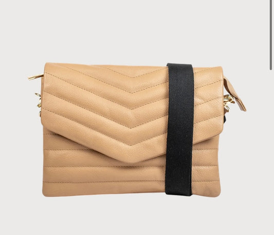 Alēo taupe leather crossbody handbag