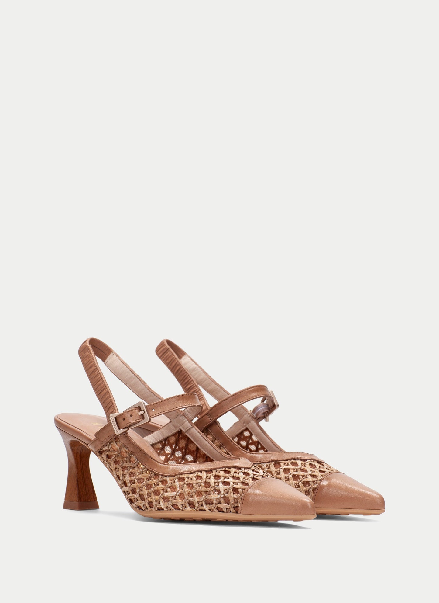 Hispanitas tan raffia and leather Mary Jane pointed slingback shoes - Melissakshoes