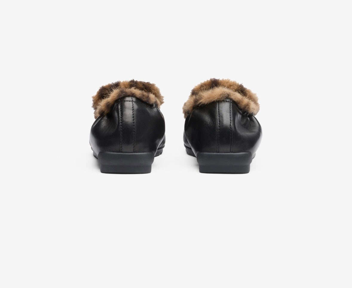 ASH Barkley fur black leather loafer