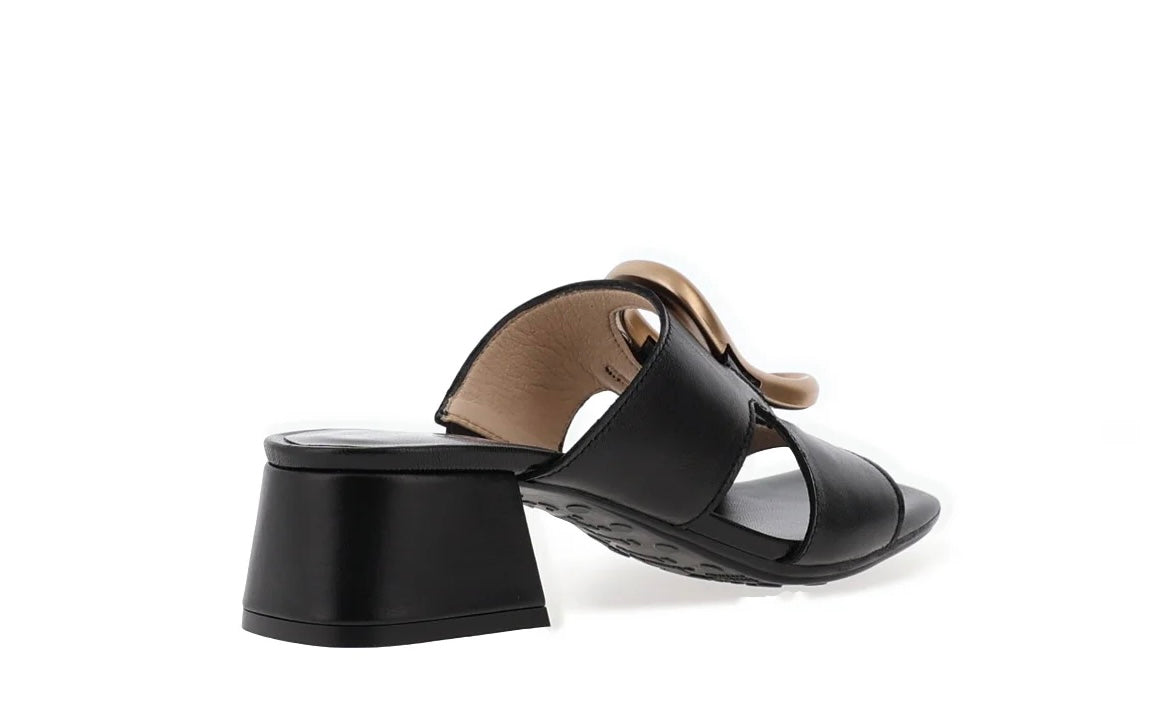 Hispanitas black leather heeled mules