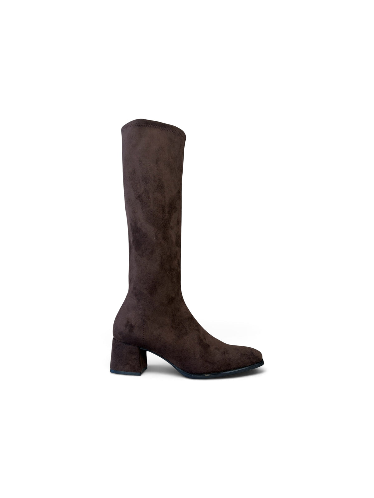 Miss elastic block heeled suede stretch knee highs