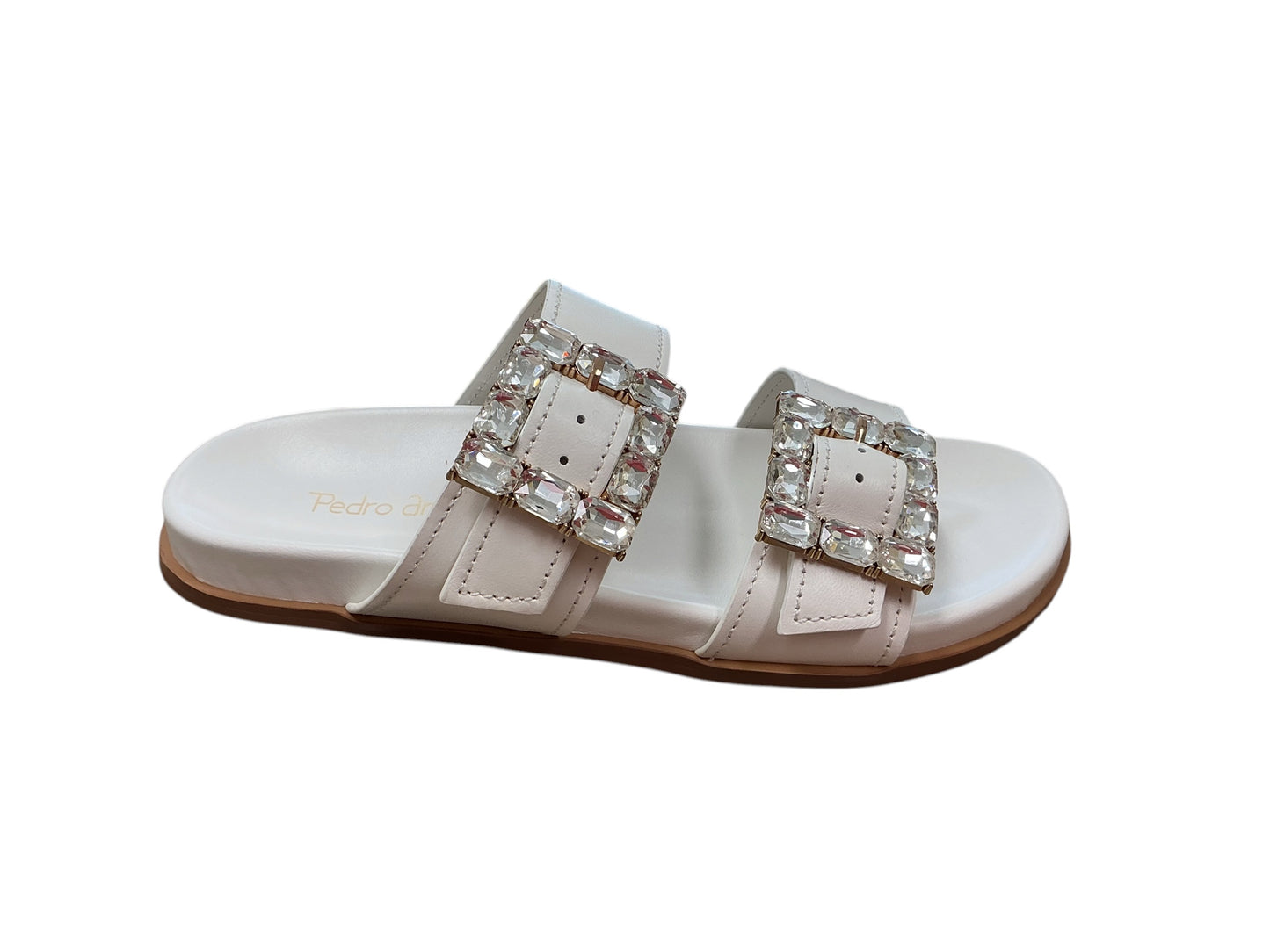 Pedro anton white leather slides