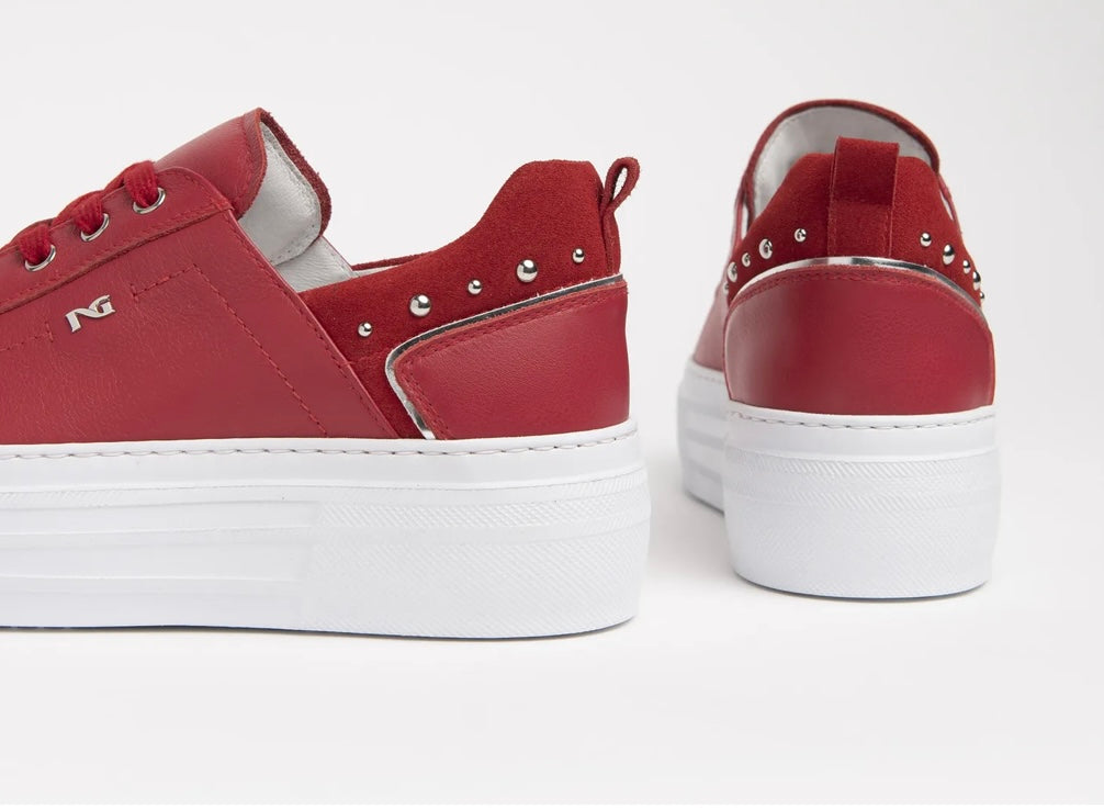 NeroGiardini red leather platform sneakers