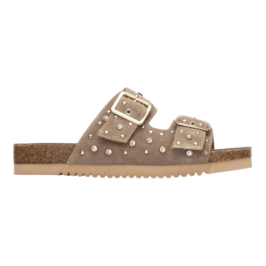 Carmela taupe  suede studded mules