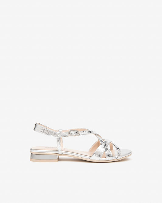 Nerogiardini metallic silver strapped sandal