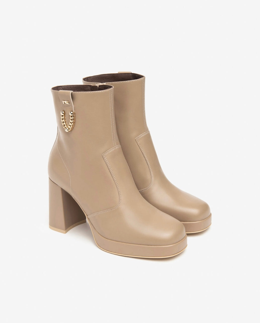 NeroGiardini nude leather ankle boots