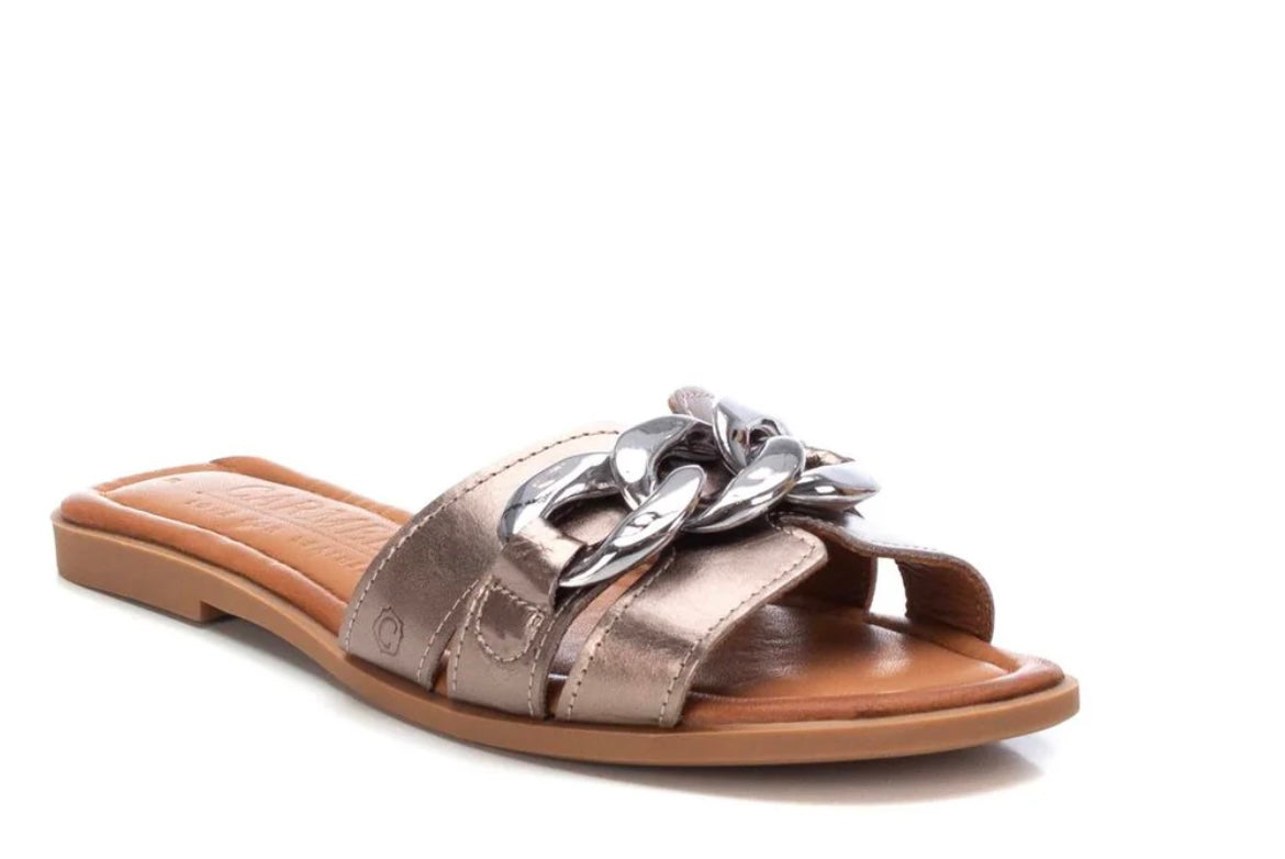 Carmela bronze leather mules