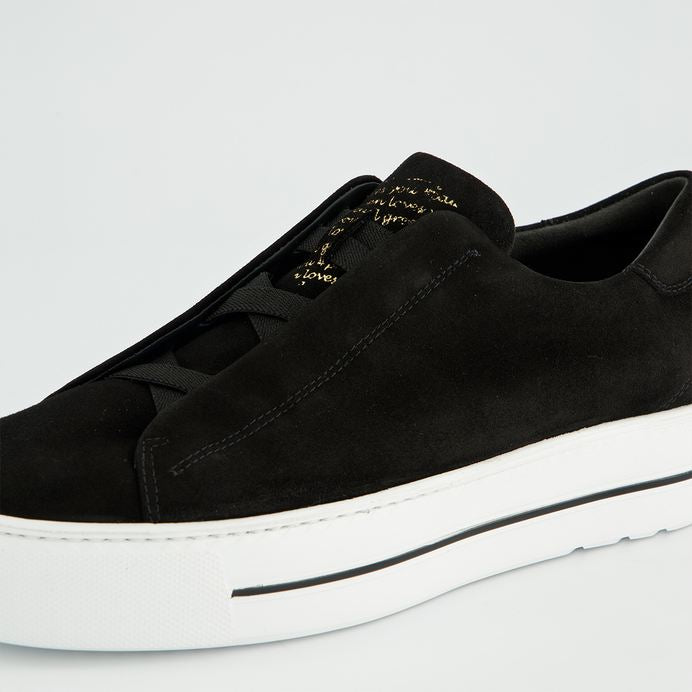 Paul Green black suede slip on his platform sneakers