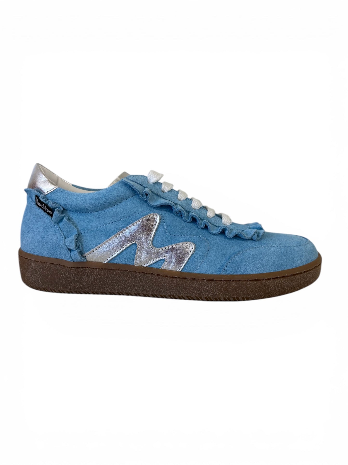 Marco Moreo Blue suede  silver sneaker - Melissakshoes