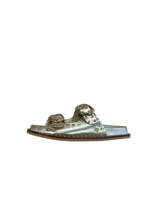 Carmela gold leather stuffed mules