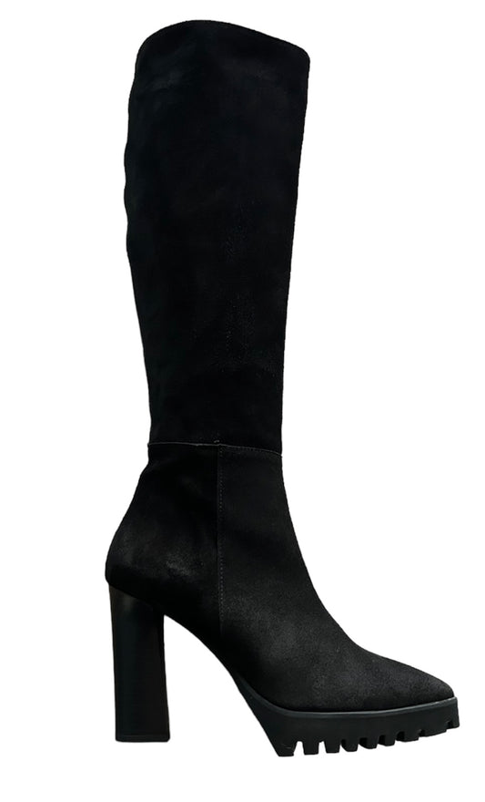 Marian black suede knee high boots - Melissakshoes
