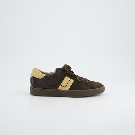 Paul Green brown patent leather and suede sneakers