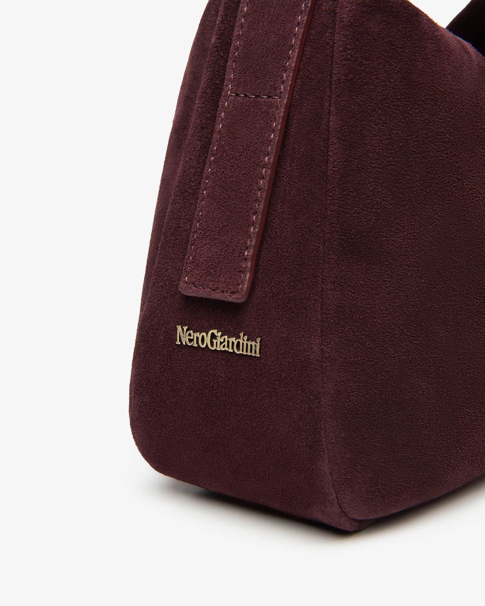 Nerogiardini burgundy suede hobo bag