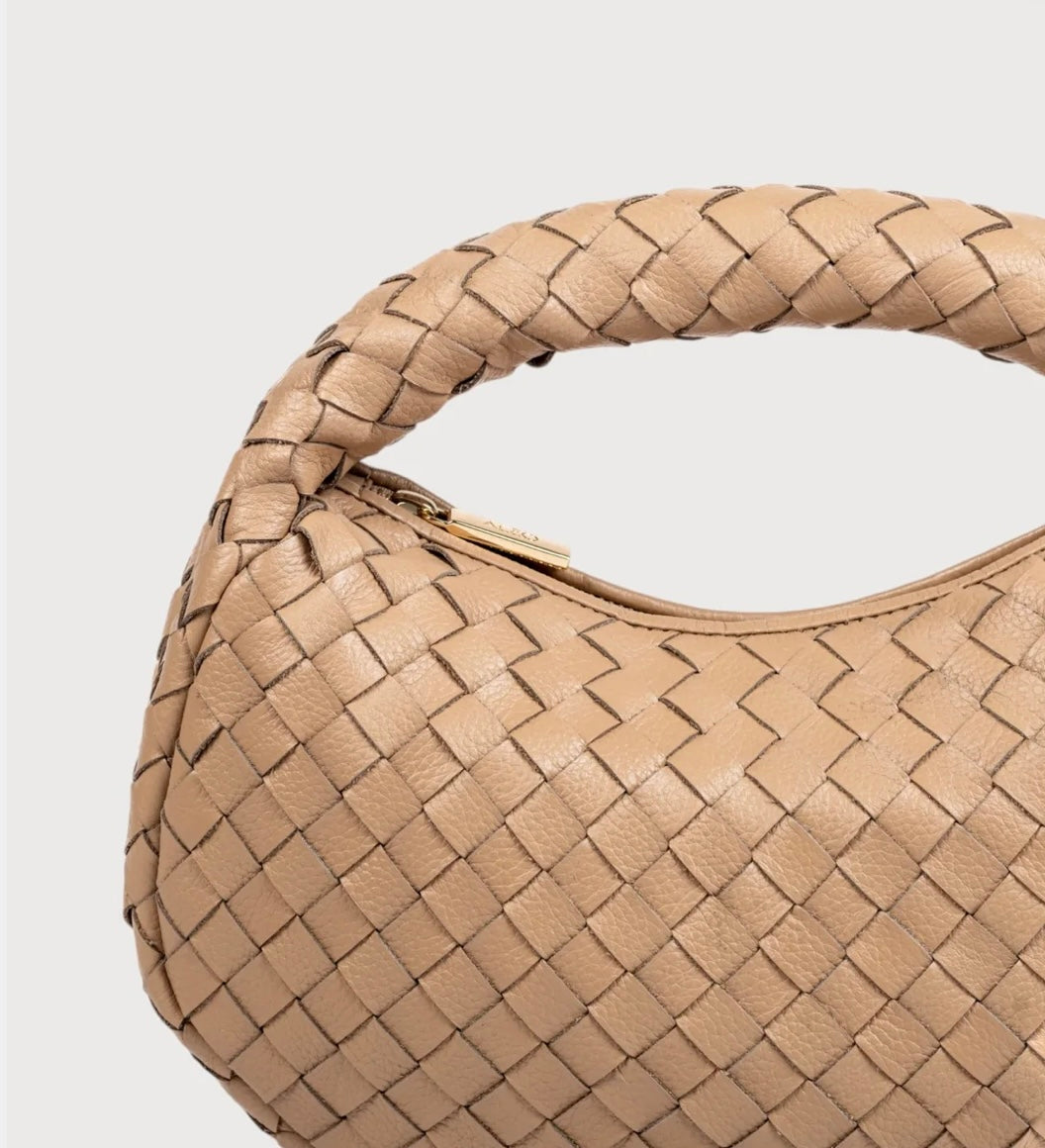 Alēo mini taupe leather handbag