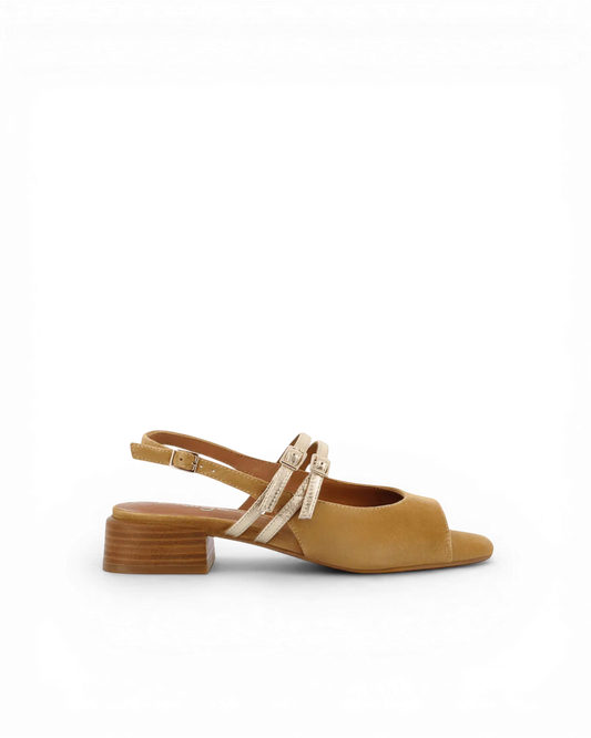 Adige tan and gold sandal - Melissakshoes