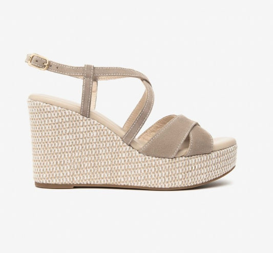 NeroGiardini beige suede wedge sandals