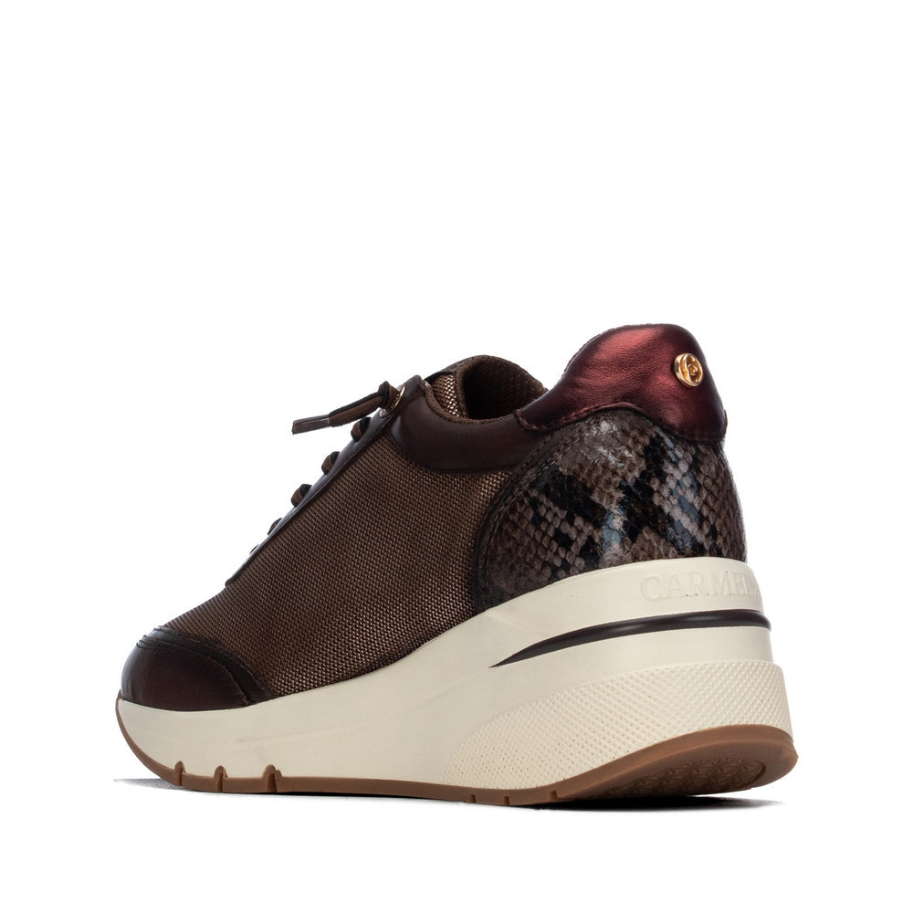 Carmela brown leather wedge sneakers