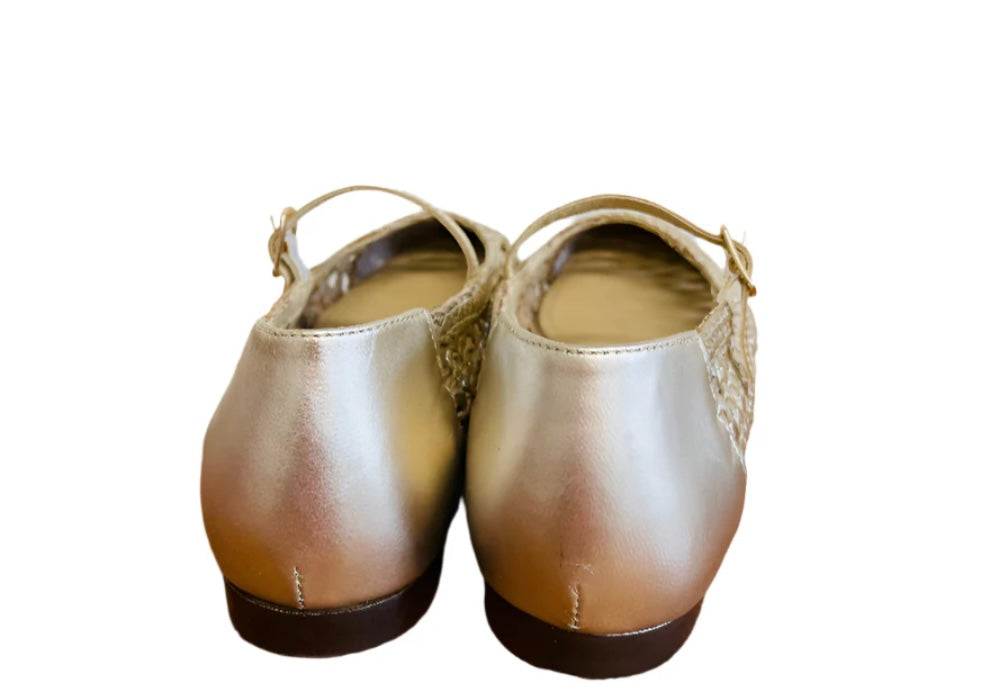 Repo gold leather ballerina shoes