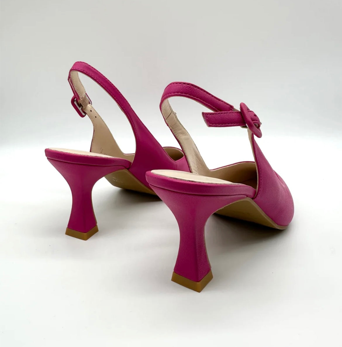 Lodi pink leather slingback pumps