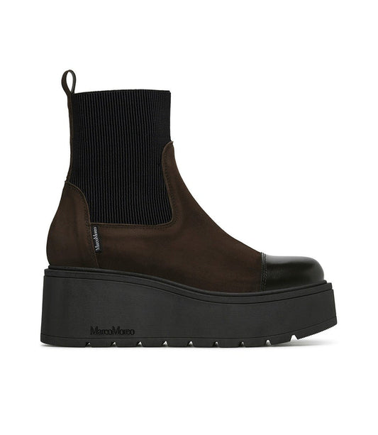 MarcoMoreo brown suede platform wedge boot