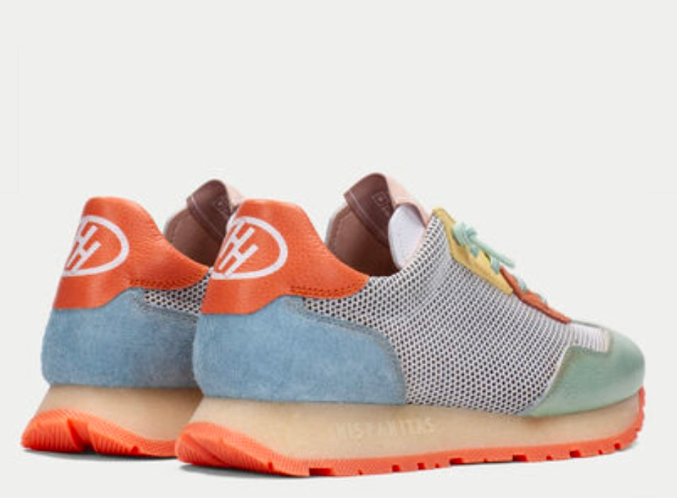 Hispanitas leather orange blue and green sneaker