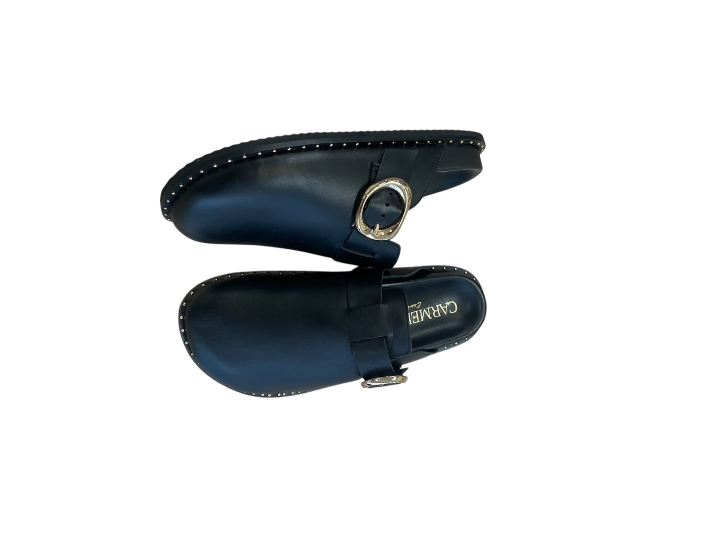 Carmela black leather mules