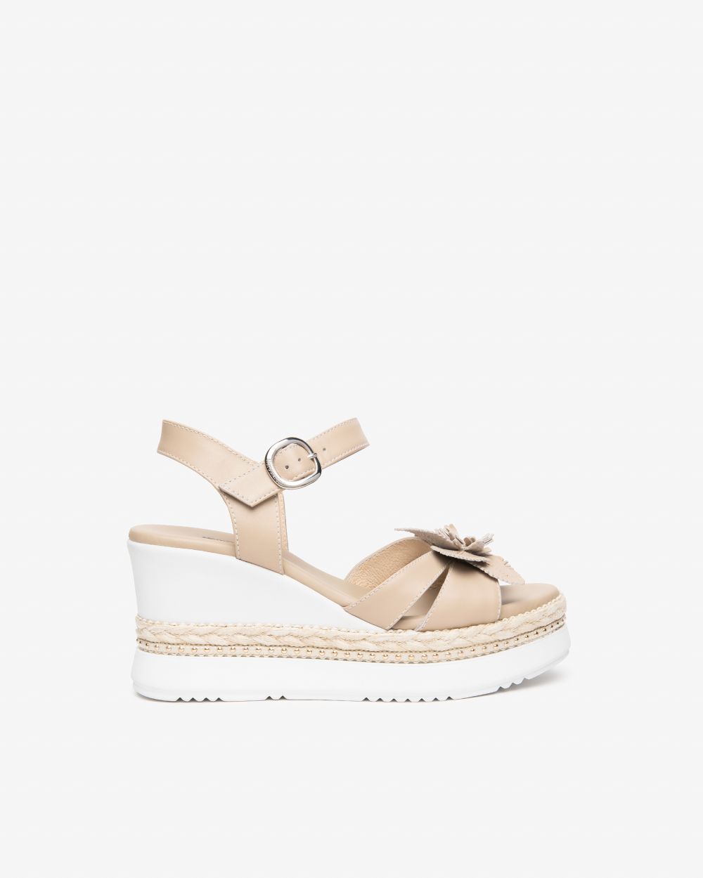 Nerogiardini cream wedge leather sandals