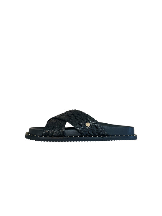 Carmela black leather mules