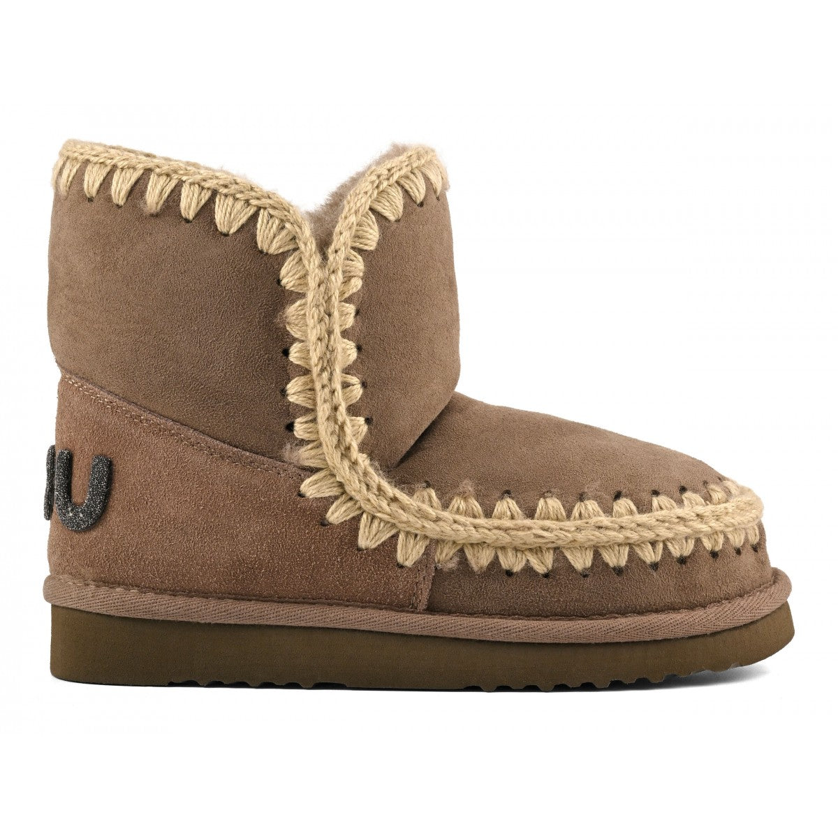 Mou sheepskin ankle boots with glitter logo M4