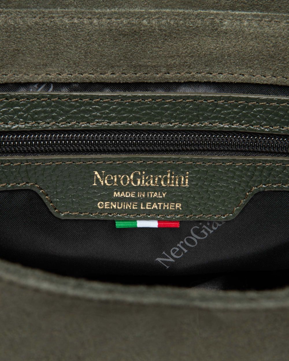 NeroGiardini olive green suede leather crossbody