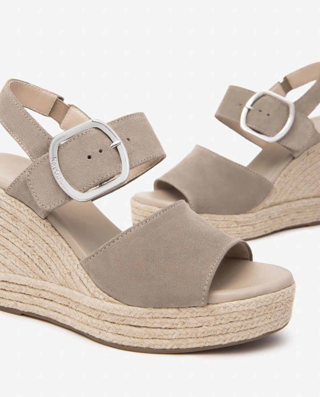 NeroGiardini beige suede wedge sandal