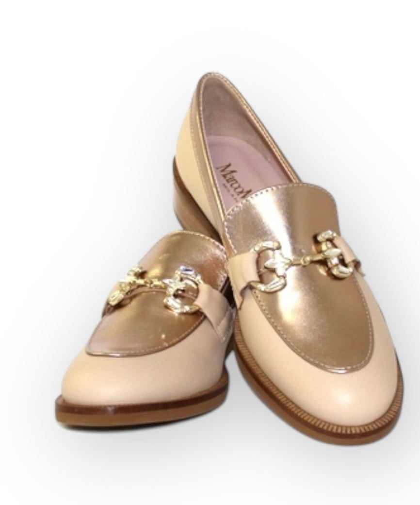 Marco moreo soft biscuit and gold leather loafers