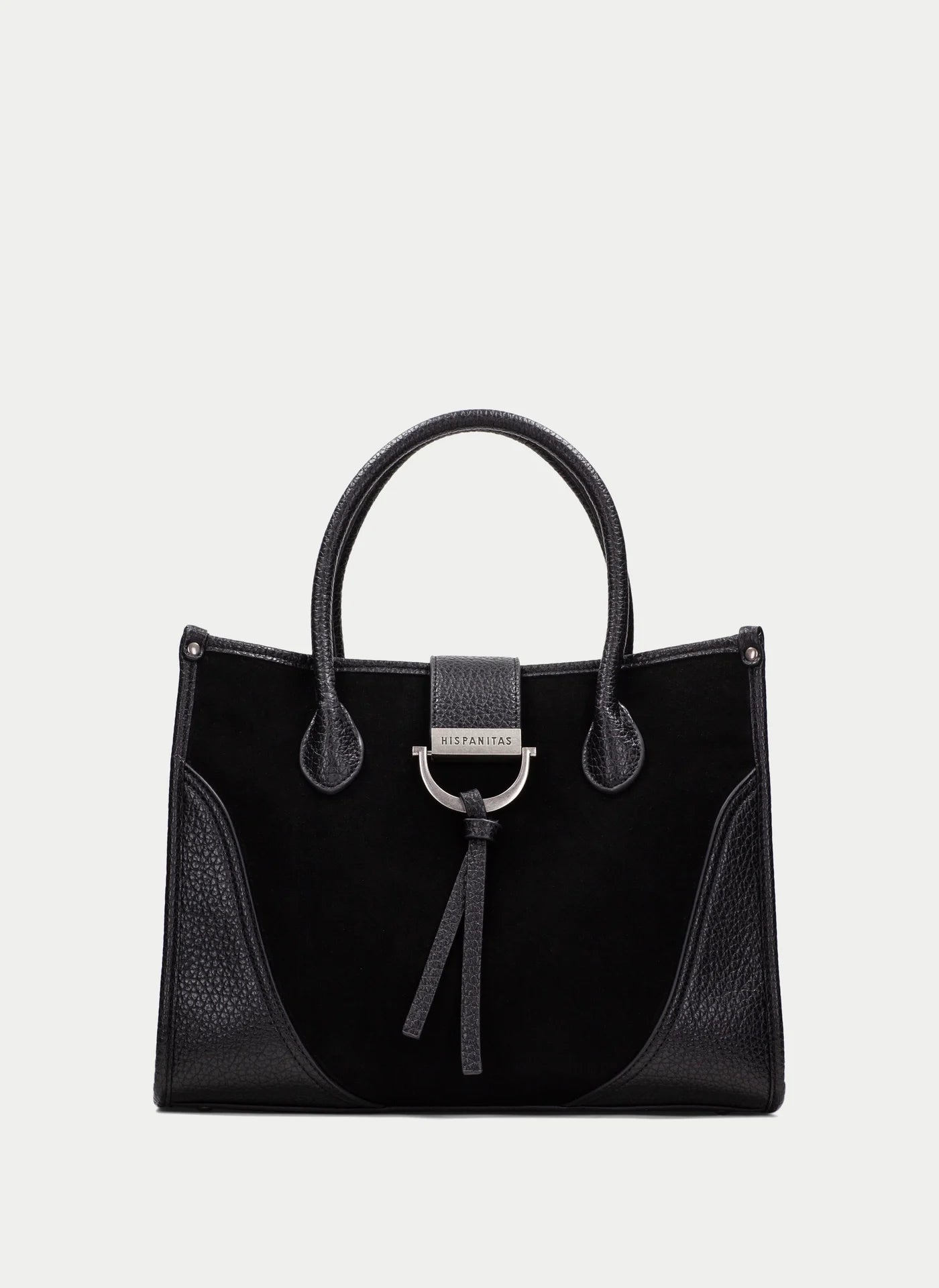Hispanitas black suede and leather tote bag