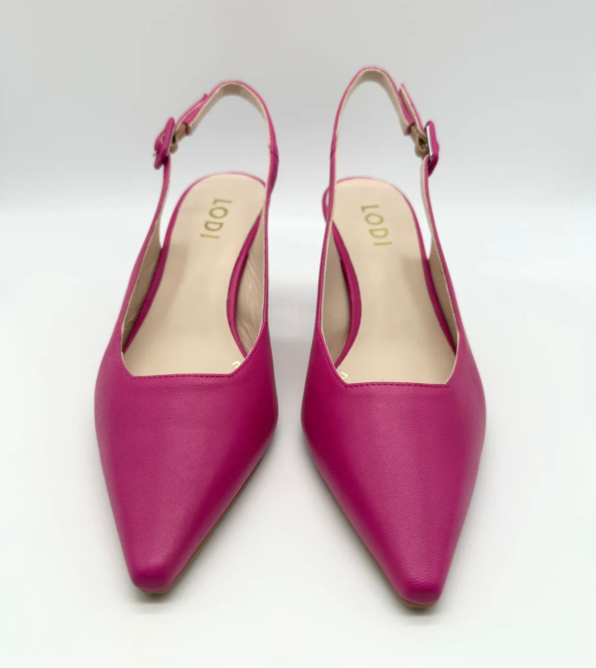 Lodi pink leather slingback pumps