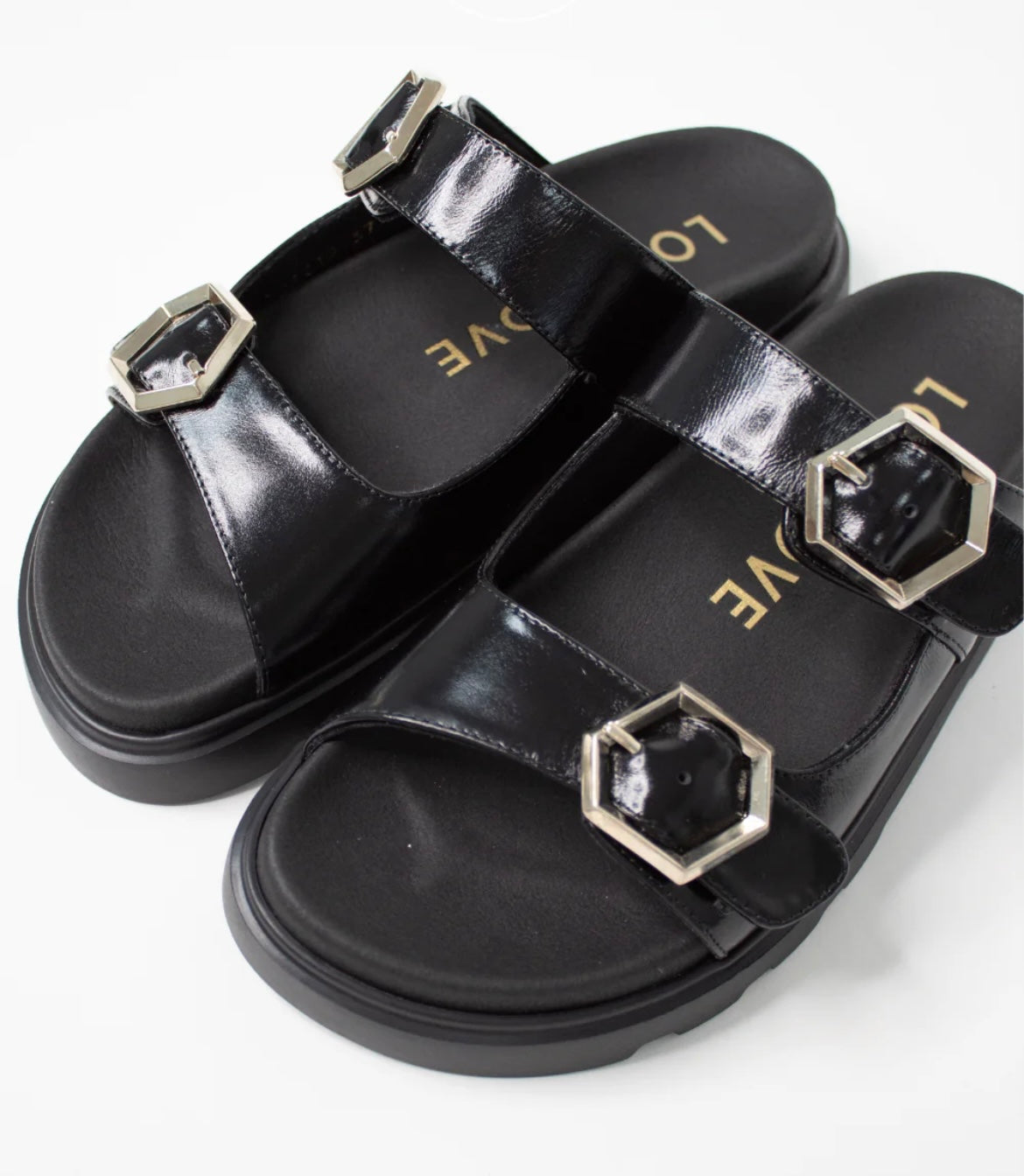 Lodi black leather sandals