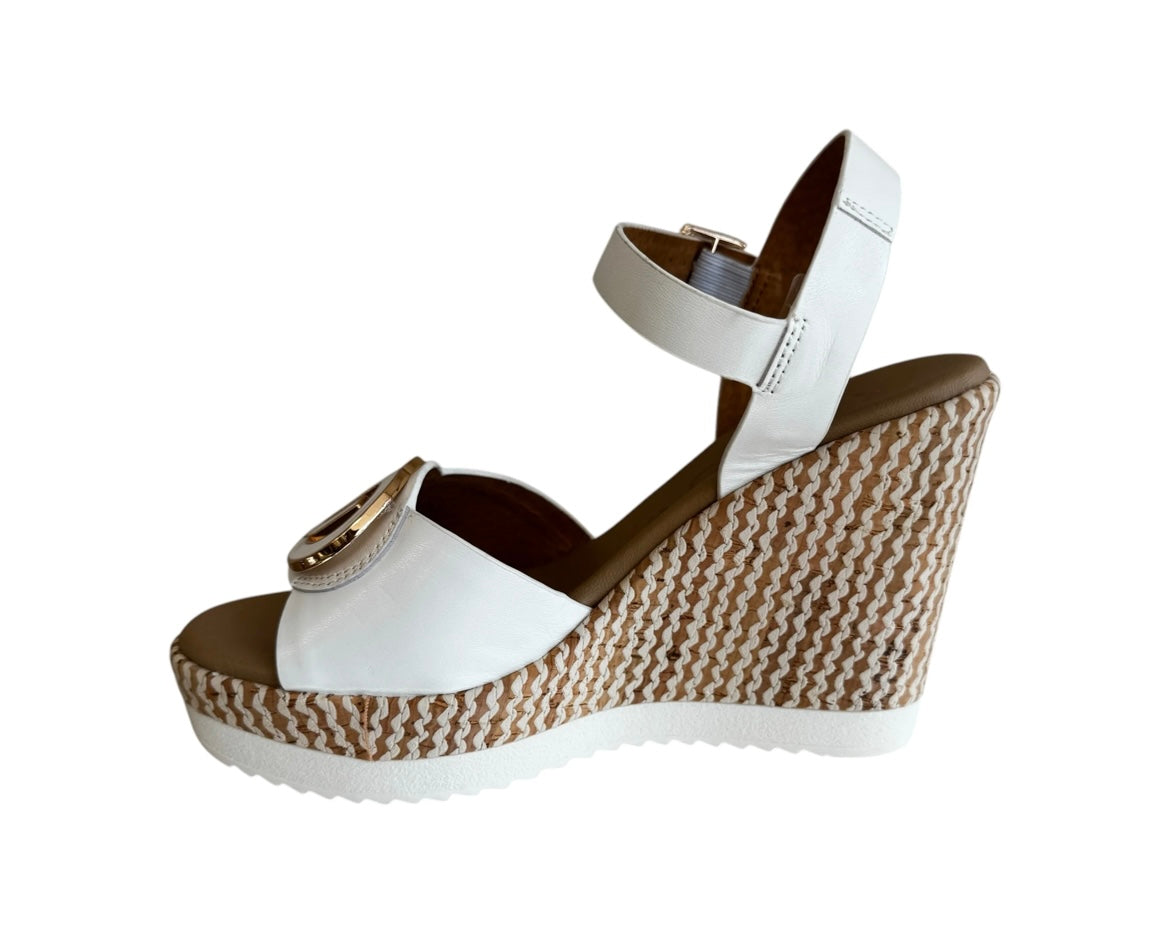 Repo white leather wedge sandals