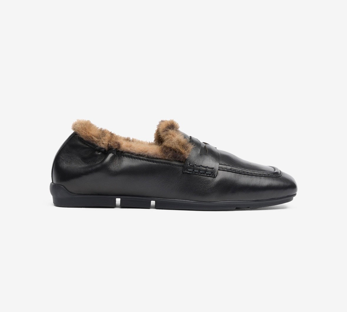 ASH Barkley fur black leather loafer