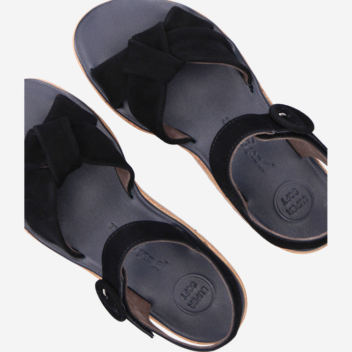Paul Green black super soft velvet leather sandals - Melissakshoes
