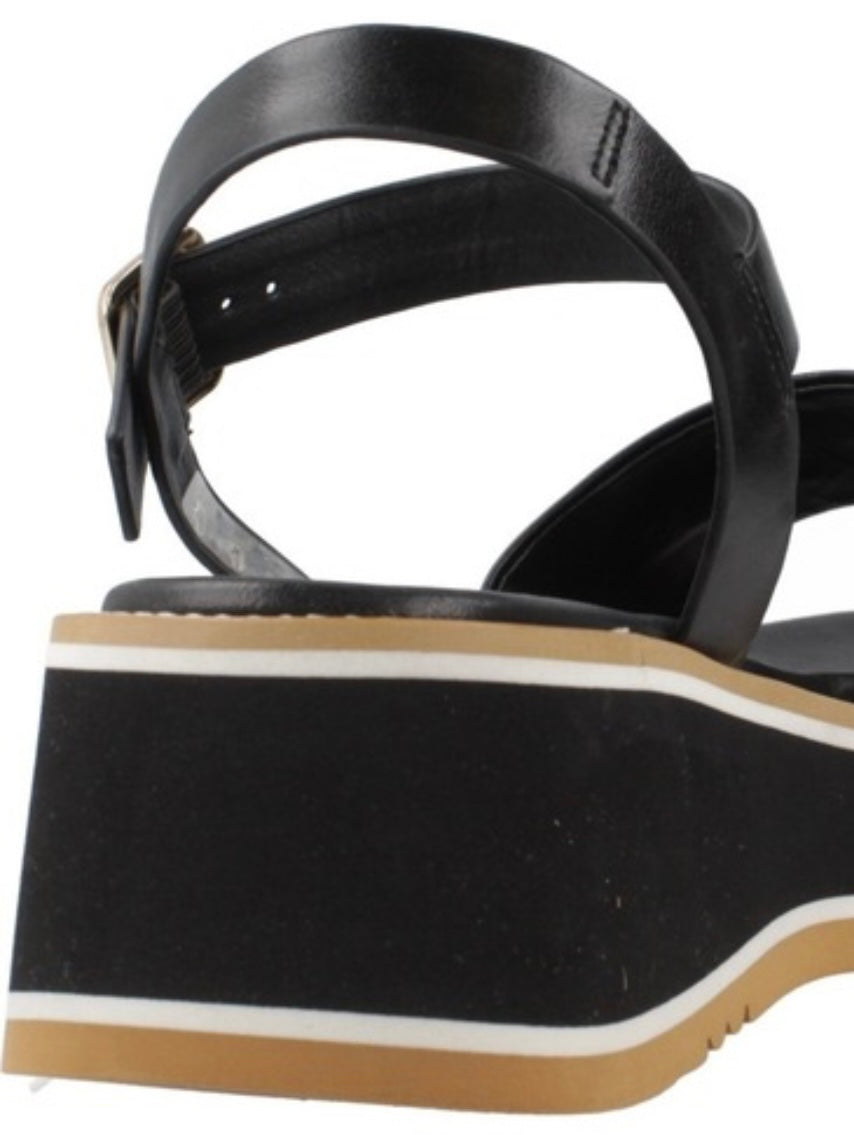 Repo black leather platform sandals