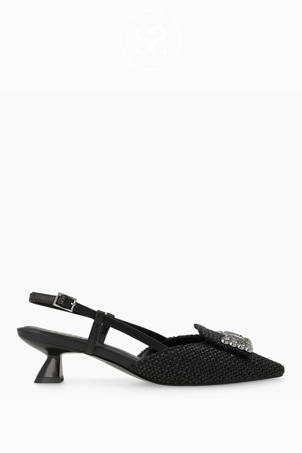 Lodi black raffia slingback