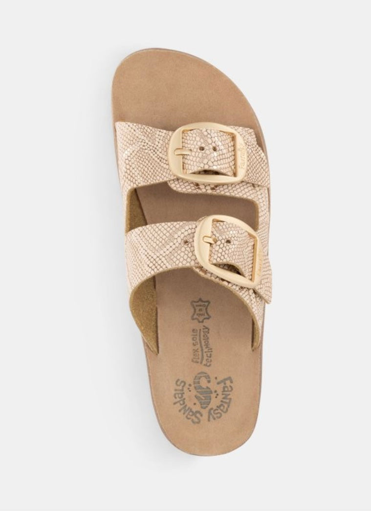 Fantasy sandals rose gold leather platform sandals