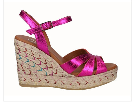 Viguera pink metallic wedge espadrille