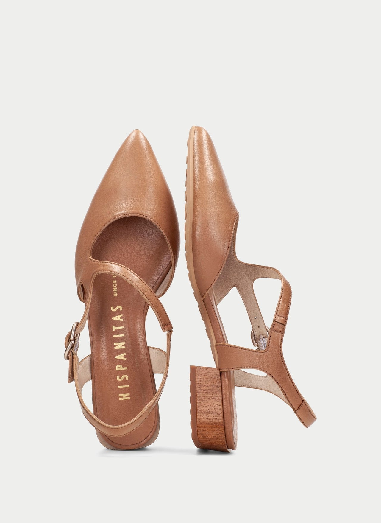 Hispanitas almond leather pointed slingback shoes