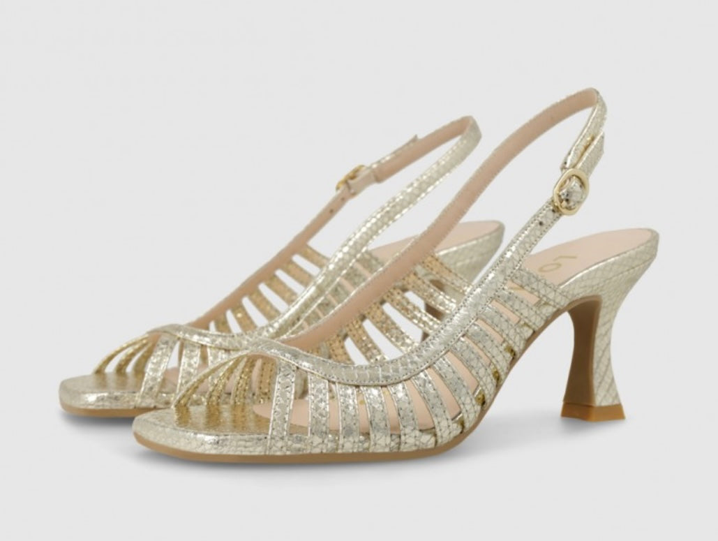 Lodi peep toe sling back gold sandals