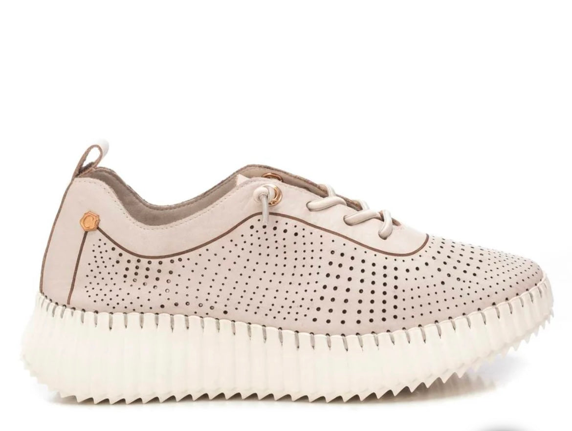 Carmela taupe leather wedge sneaker