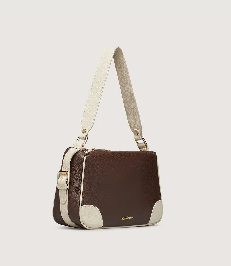 Marco Moreo brown and cream leather shoulder bag