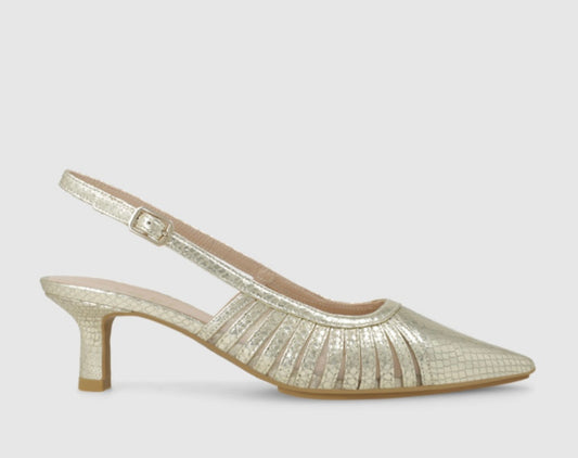 Lodi gold leather slingbacks