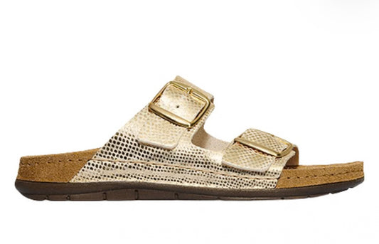 Rohde gold leather mule sandals