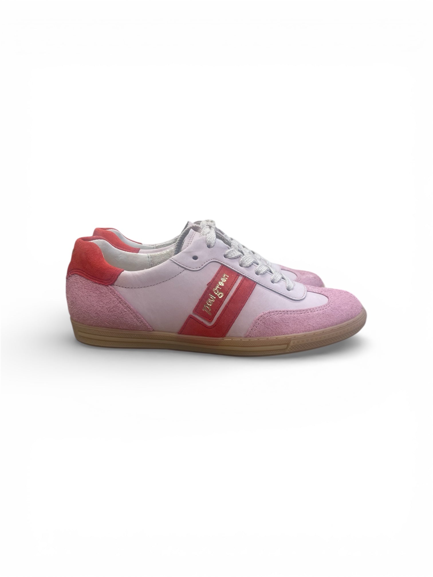 Paul Green pink and red leather and suede sneakers - Melissakshoes