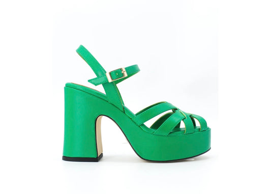 Marian green leather platform sandals